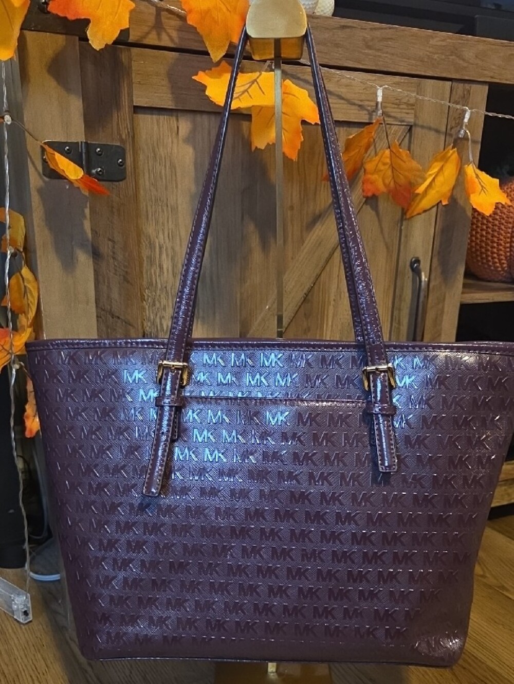 Michael Kors Deep Plum MK Signature Tote - Picture 3 of 11
